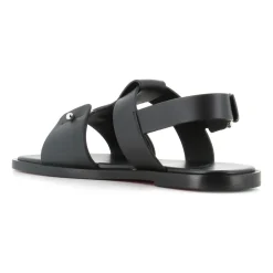 Sandaler<Christian Louboutin lædersandal med sølvnål Sort