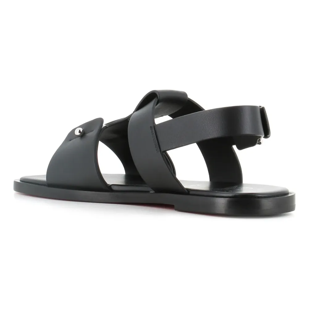 Sandaler<Christian Louboutin lædersandal med sølvnål Sort