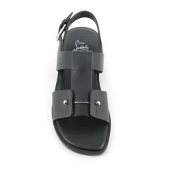 Sandaler<Christian Louboutin lædersandal med sølvnål Sort