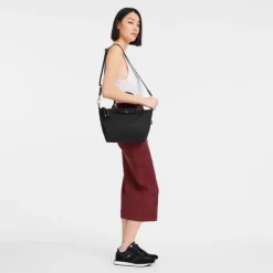 Håndtasker<Longchamp lædertaske med lynlås Sort