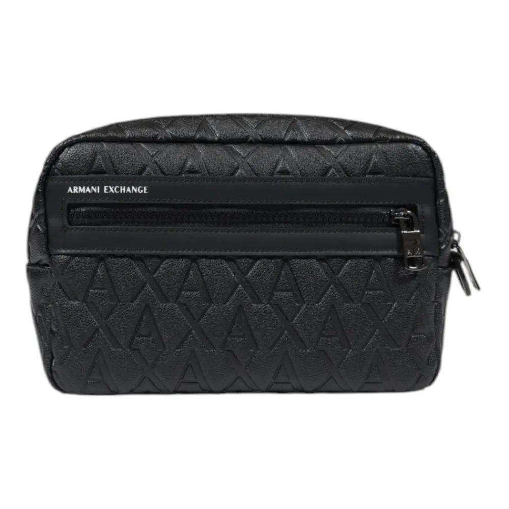 Toilettasker^Armani Exchange polyestertaske med lynlåslommer Sort
