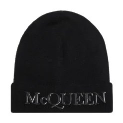 Huer, Kasketter & Hatte<Alexander McQueen Ribstrikket Beanie Hat AW22 Sort