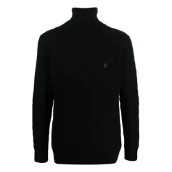 Strik<Polo Ralph Lauren Ribstrikket Trøje med Høj Hals Sort