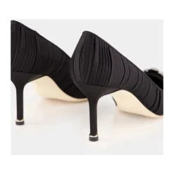 Pumps|Stiletter<Manolo Blahnik Satin Krystal Spænde Pumps Sort