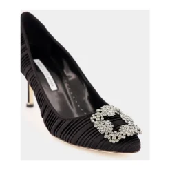 Pumps|Stiletter<Manolo Blahnik Satin Krystal Spænde Pumps Sort