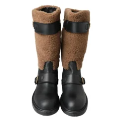 Vinterstøvler^Dolce & Gabbana Sort Shearling Motorcykelstøvler Multifarvet