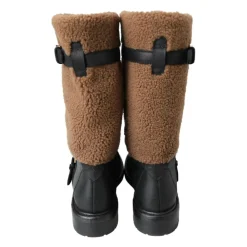 Vinterstøvler^Dolce & Gabbana Sort Shearling Motorcykelstøvler Multifarvet