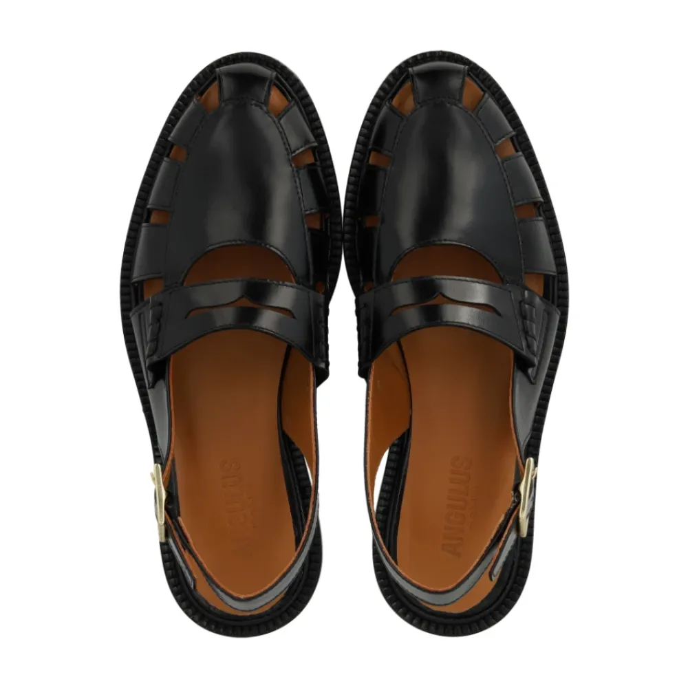 Sandaler<Angulus Slingback Loafer med Cut-Out Mønster Sort