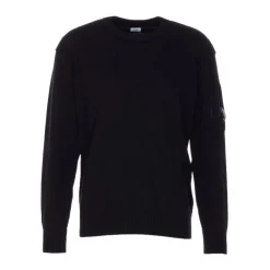 Strik<C.P. Company uld-blandingsrundhals sweater Sort