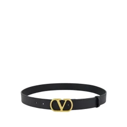 Bælter<Valentino Garavani VLogo Signature Bælte i Skinnende Kalveskind Sort