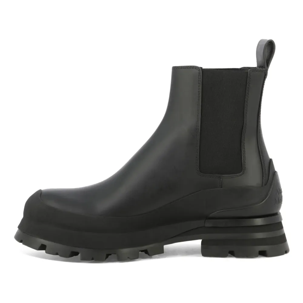 Chelsea Boots<Alexander McQueen e ankellæderstøvler til mænd Sort