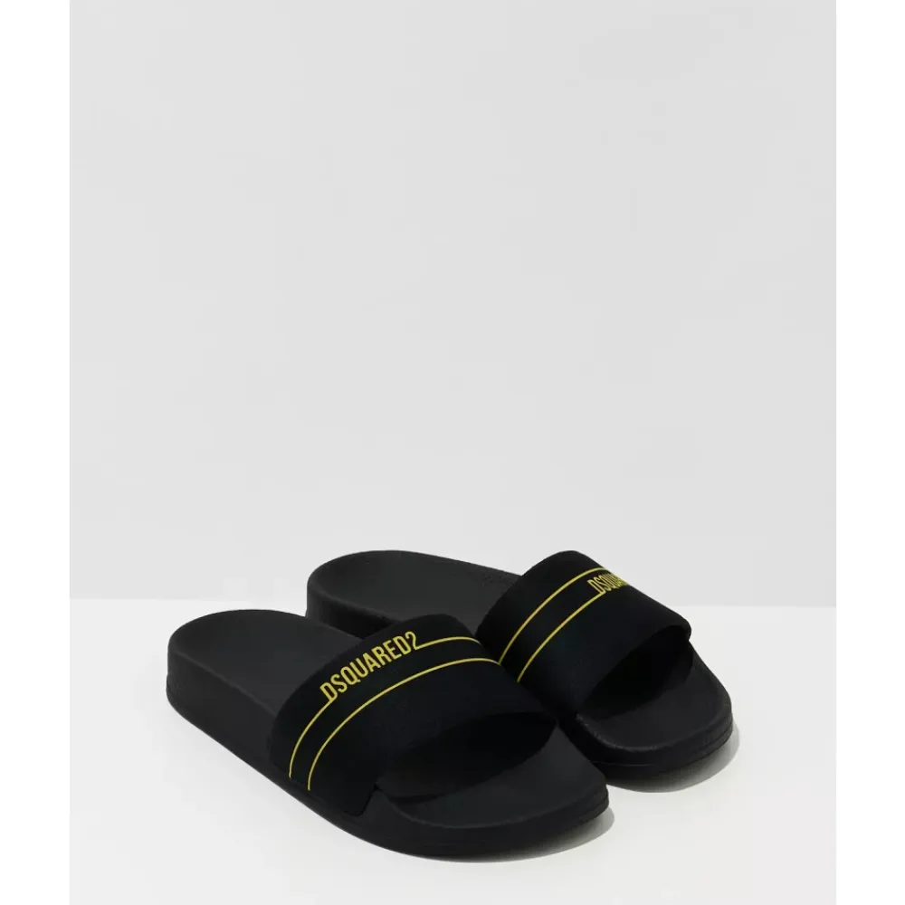 Sandaler^Dsquared2 e børnesandaler med gult logo Sort