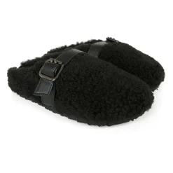 Sandaler^Stella McCartney e Eco-Shearling Træsko med Stjernestropp Sort