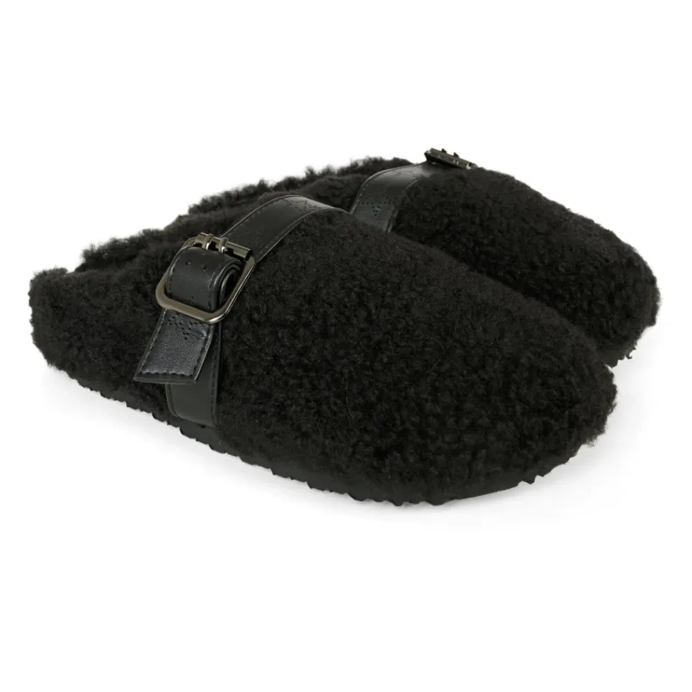 Sandaler^Stella McCartney e Eco-Shearling Træsko med Stjernestropp Sort
