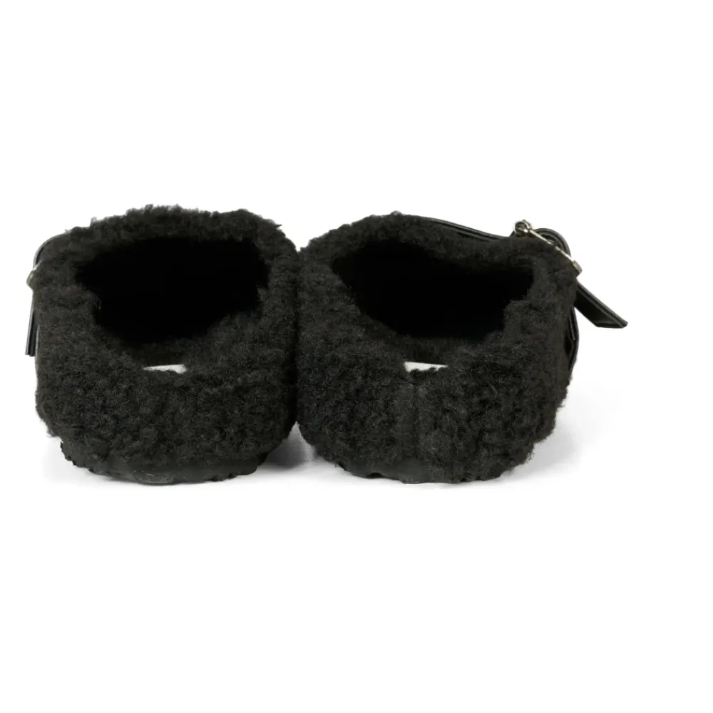 Sandaler^Stella McCartney e Eco-Shearling Træsko med Stjernestropp Sort