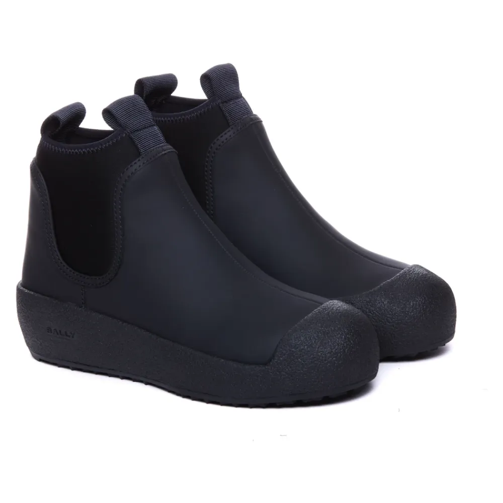 Støvler|Chelsea Boots^Bally e gummibelagte kalvesko Sort