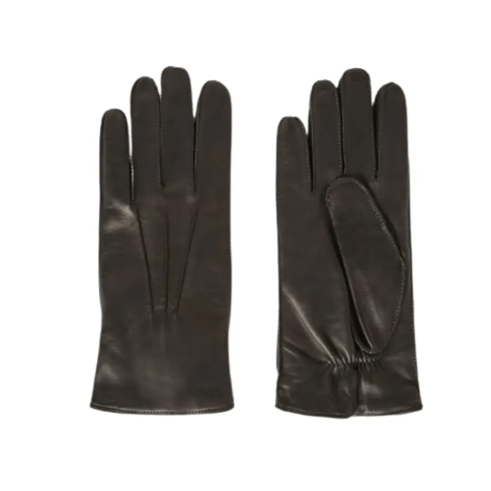 Handsker|Handsker<Loro Piana e Lamme Læder Strikkede Uldhandsker Sort