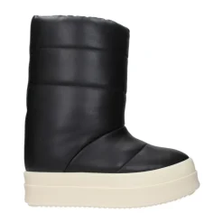 Vinterstøvler<Rick Owens e læder ankelstøvler med lynlås Sort