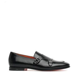 Business Sko<Santoni e Læder Sko med Dobbelt Spænde Sort