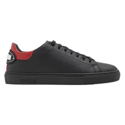 Sneakers<Moschino e lædersneakers med rød kontrastindsats Sort
