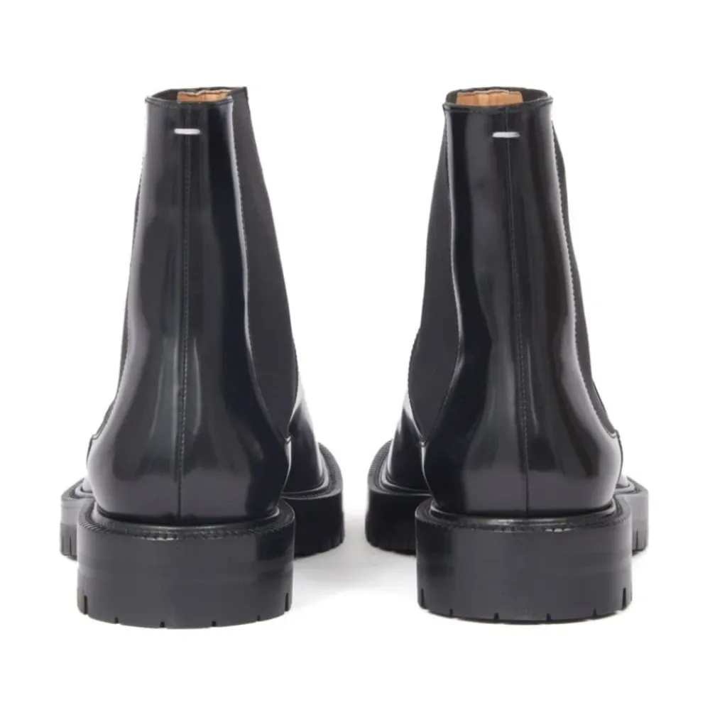Chelsea Boots^Maison Margiela e Slip-On Støvler med Signaturlogo Sort