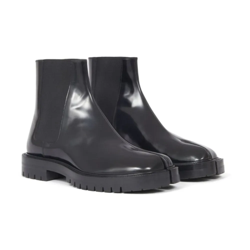 Chelsea Boots^Maison Margiela e Slip-On Støvler med Signaturlogo Sort