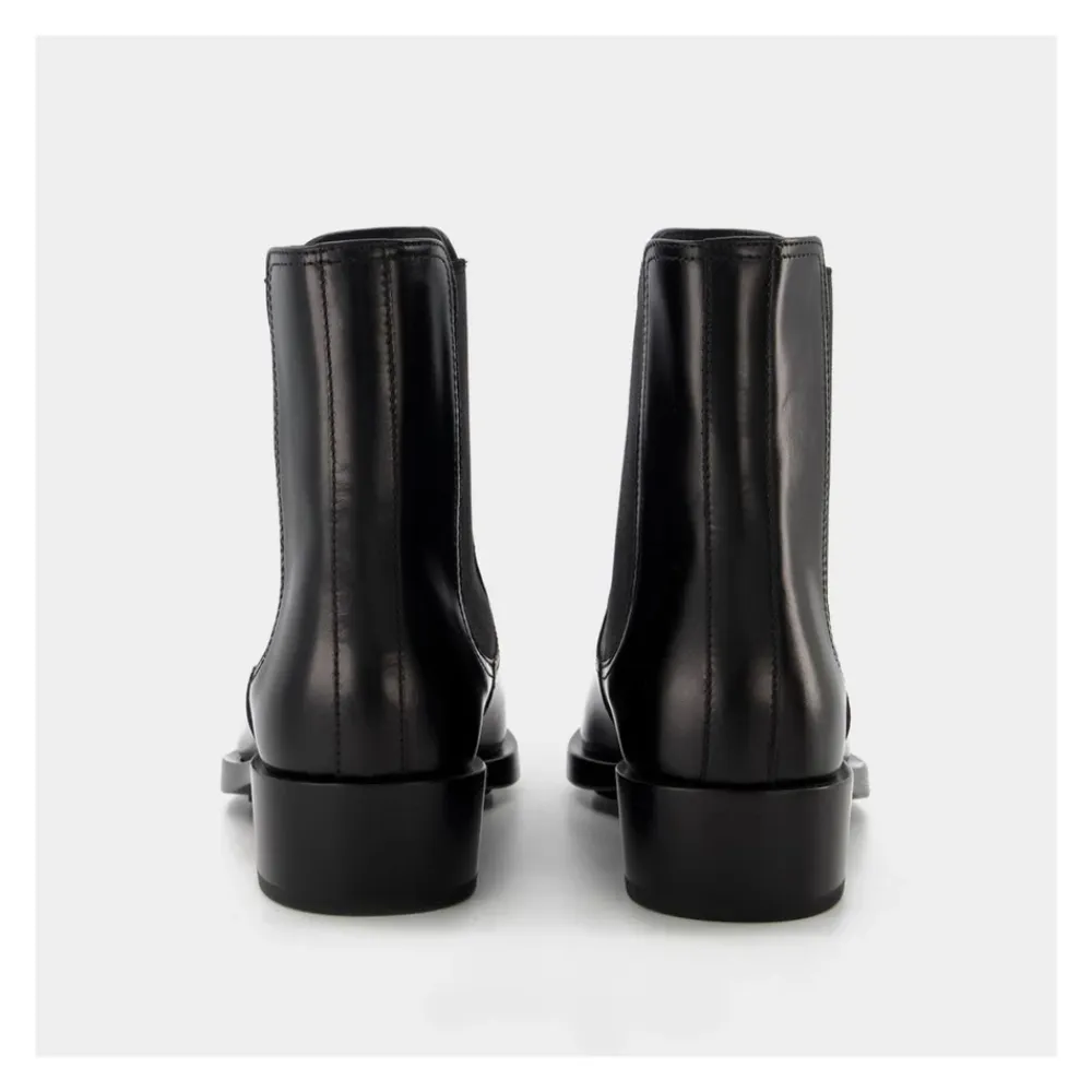 Chelsea Boots^Alexander McQueen /Sølv Læder Boxcar Støvler Sort
