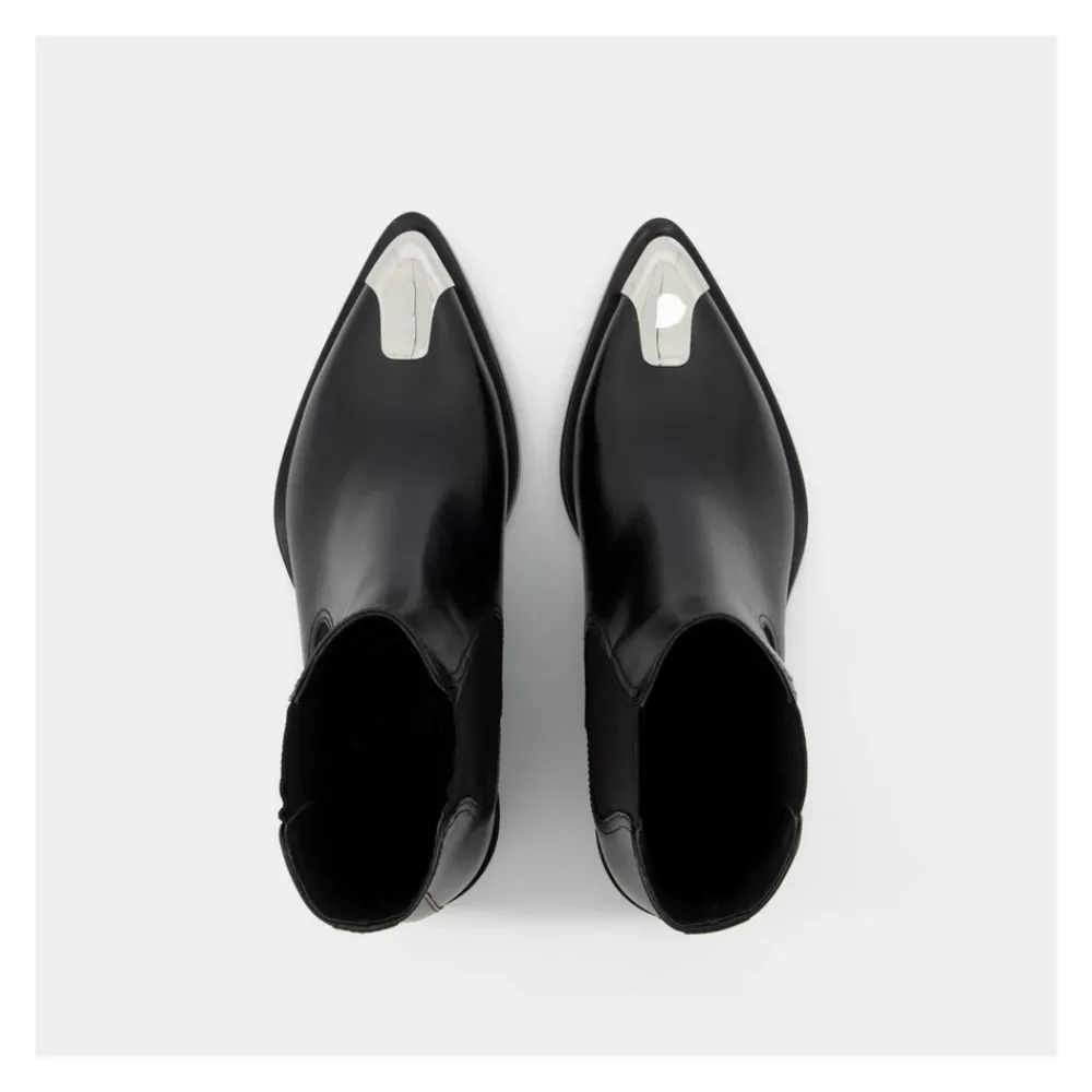Chelsea Boots^Alexander McQueen /Sølv Læder Boxcar Støvler Sort