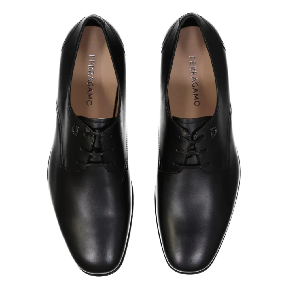 Business Sko<Ferragamo Spencer Leather Derby Shoes Sort