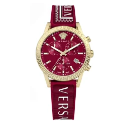 Ure<Versace Sport Tech Chronograph Gummirem Ur Rød