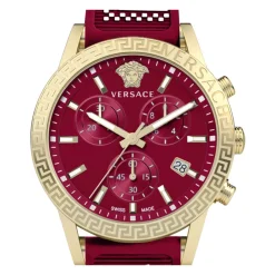 Ure<Versace Sport Tech Chronograph Gummirem Ur Rød