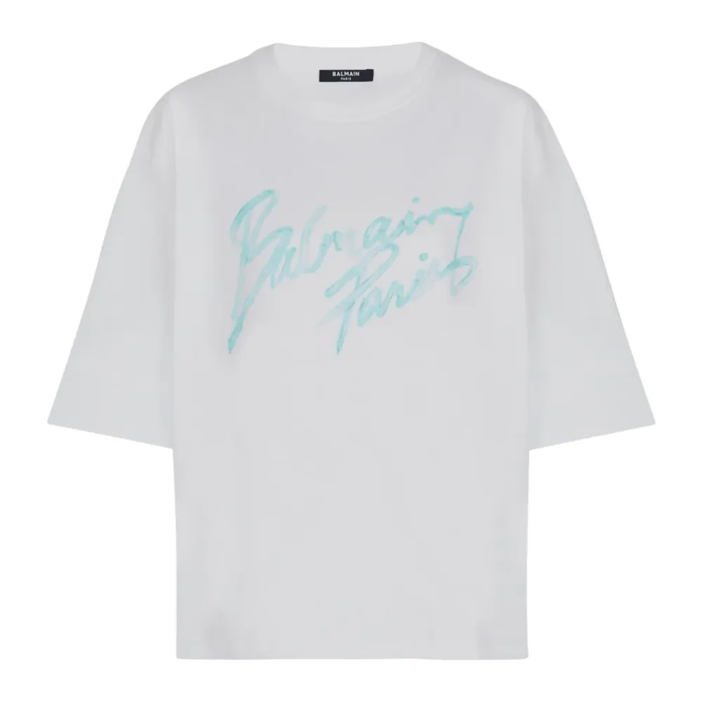T-Shirts^Balmain SS Paris Bulky T-Shirt Hvid