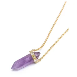 Smykker^Nialaya Sterling Silver Amethyst Crystal Necklace with Engraved Evil Eye Detail Gul