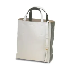 Tasker<Marni Stilfuld Bianco-Verde Skuldertaske Hvid
