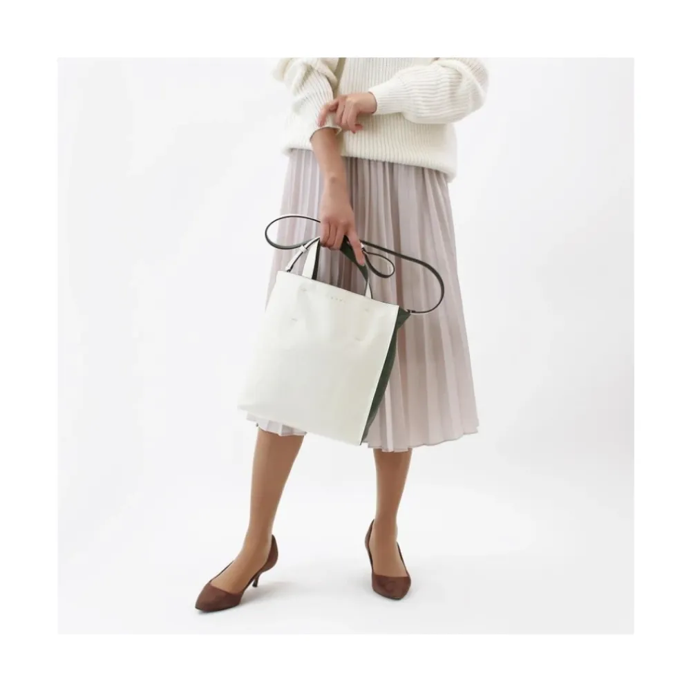 Tasker<Marni Stilfuld Bianco-Verde Skuldertaske Hvid