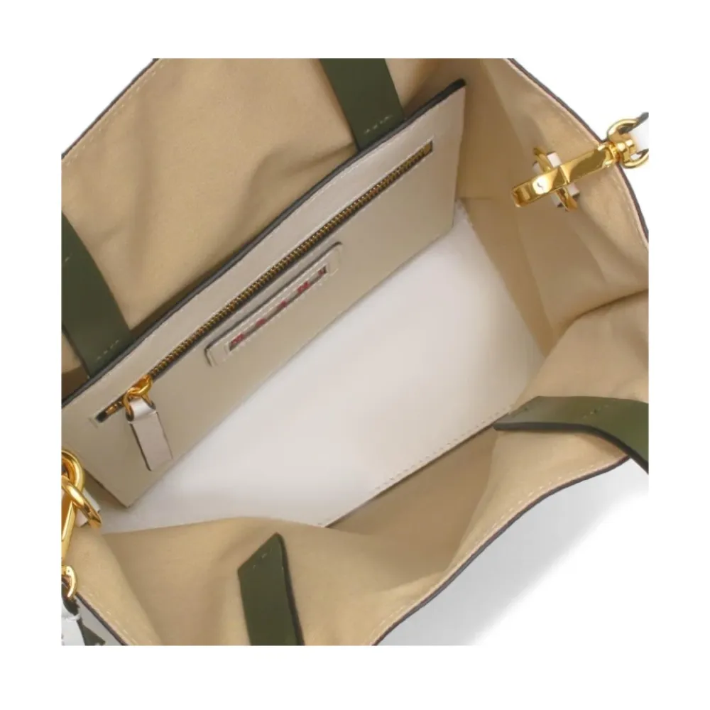 Tasker<Marni Stilfuld Bianco-Verde Skuldertaske Hvid