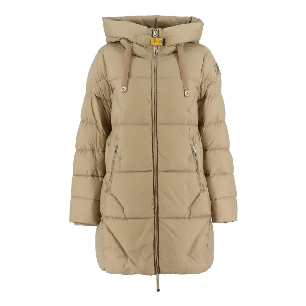 Frakker<Parajumpers Stilfuld Lang Jakke med Dobbelt Lynlås Beige