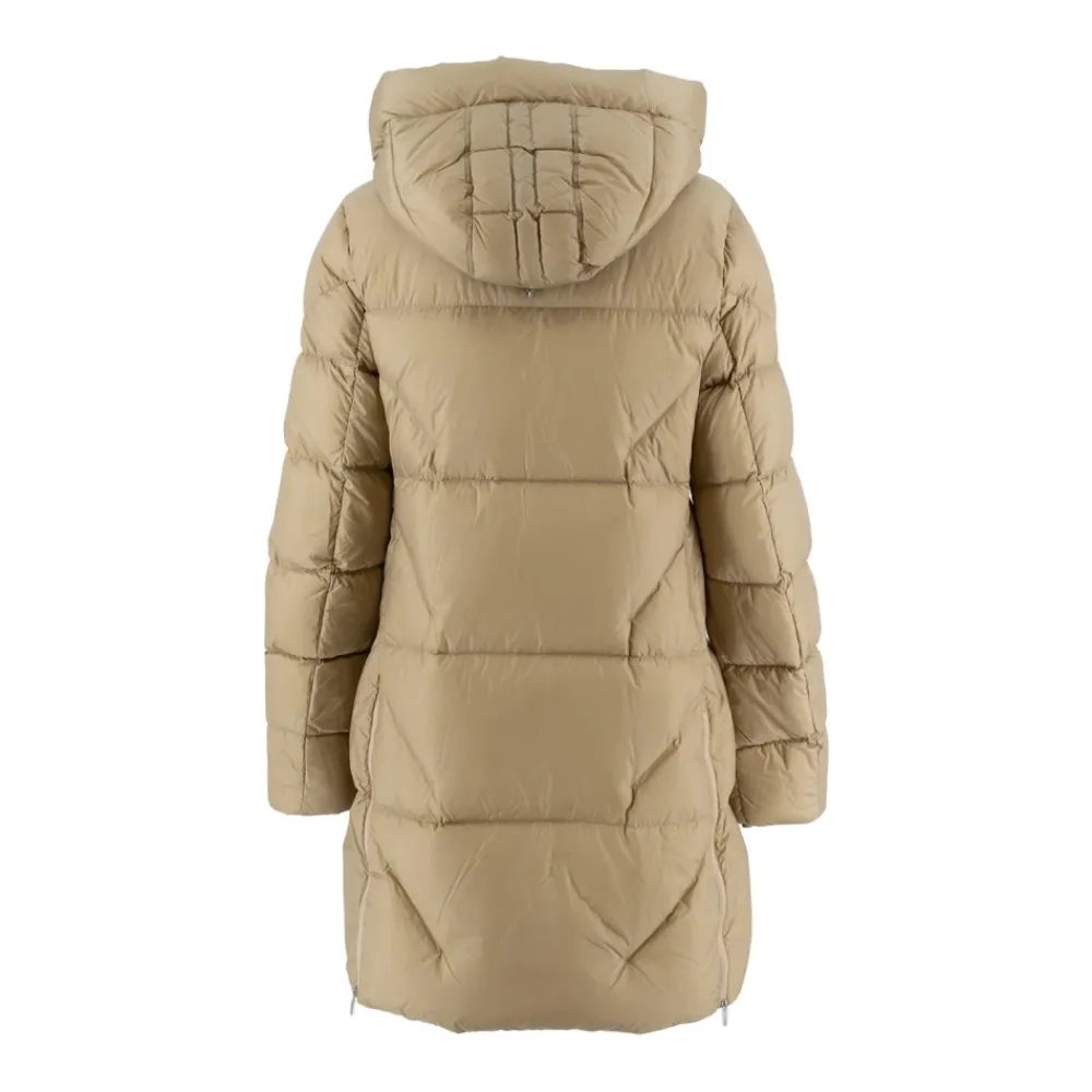 Frakker<Parajumpers Stilfuld Lang Jakke med Dobbelt Lynlås Beige