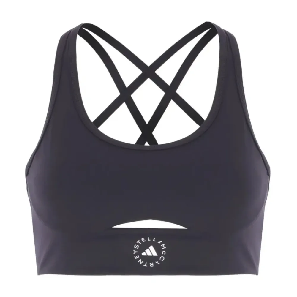 T-Shirts & Toppe^Adidas by Stella McCartney Stilfuld Sports BH til Kvinder Sort