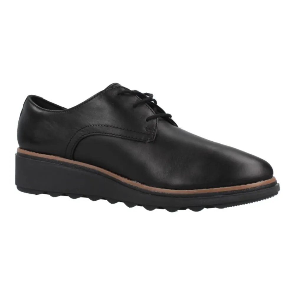 Snøresko<Clarks Stilfulde Lædersnøresko Sort