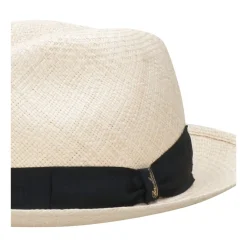 Huer, Kasketter & Hatte<Borsalino Strå Panama Hat med Kontrasterende Hovedbånd Beige