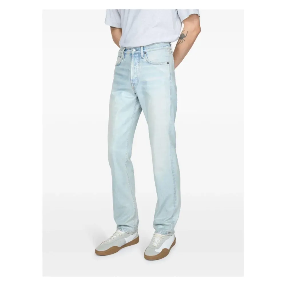 Jeans<Acne Studios Straight Leg Garment Dyed Denim Jeans Blå