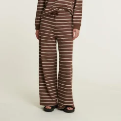 Bukser^Basic Apparel Stribede afslappede bukser i Brun