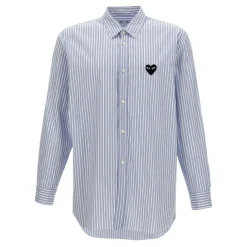 Skjorter<Comme des Garçons Play Stribet bomuldsskjorte Blå