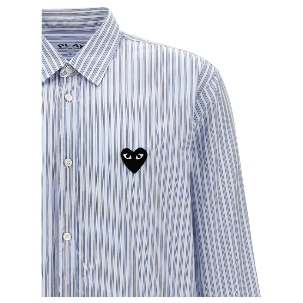 Skjorter<Comme des Garçons Play Stribet bomuldsskjorte Blå