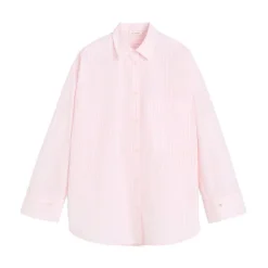 Bluser & Skjorter<By Malene Birger Stribet Bomuldsskjorte Kridtrosa Pink