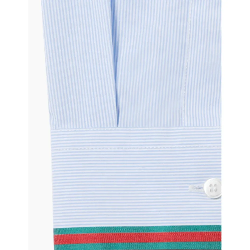 Skjorter^Gucci Stribet bomuldsskjorte med Web Blå