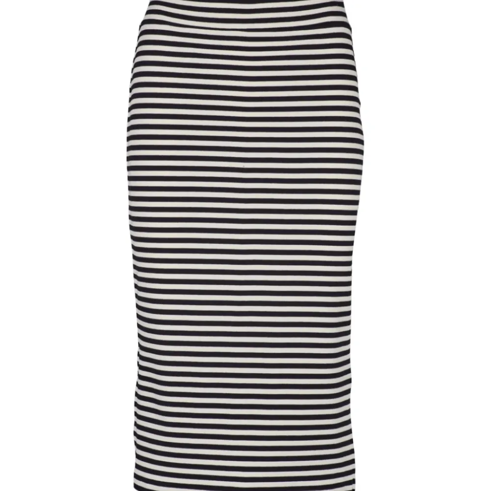 Nederdele^Basic Apparel Stribet Rib Nederdel - Whisper White / Black Sort