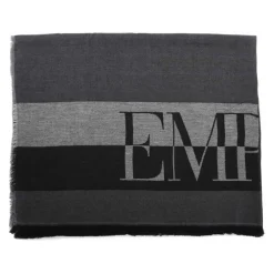 Halstørklæder Og Tørklæder^Emporio Armani Stribet tørklæde med overdimensioneret logo Grå