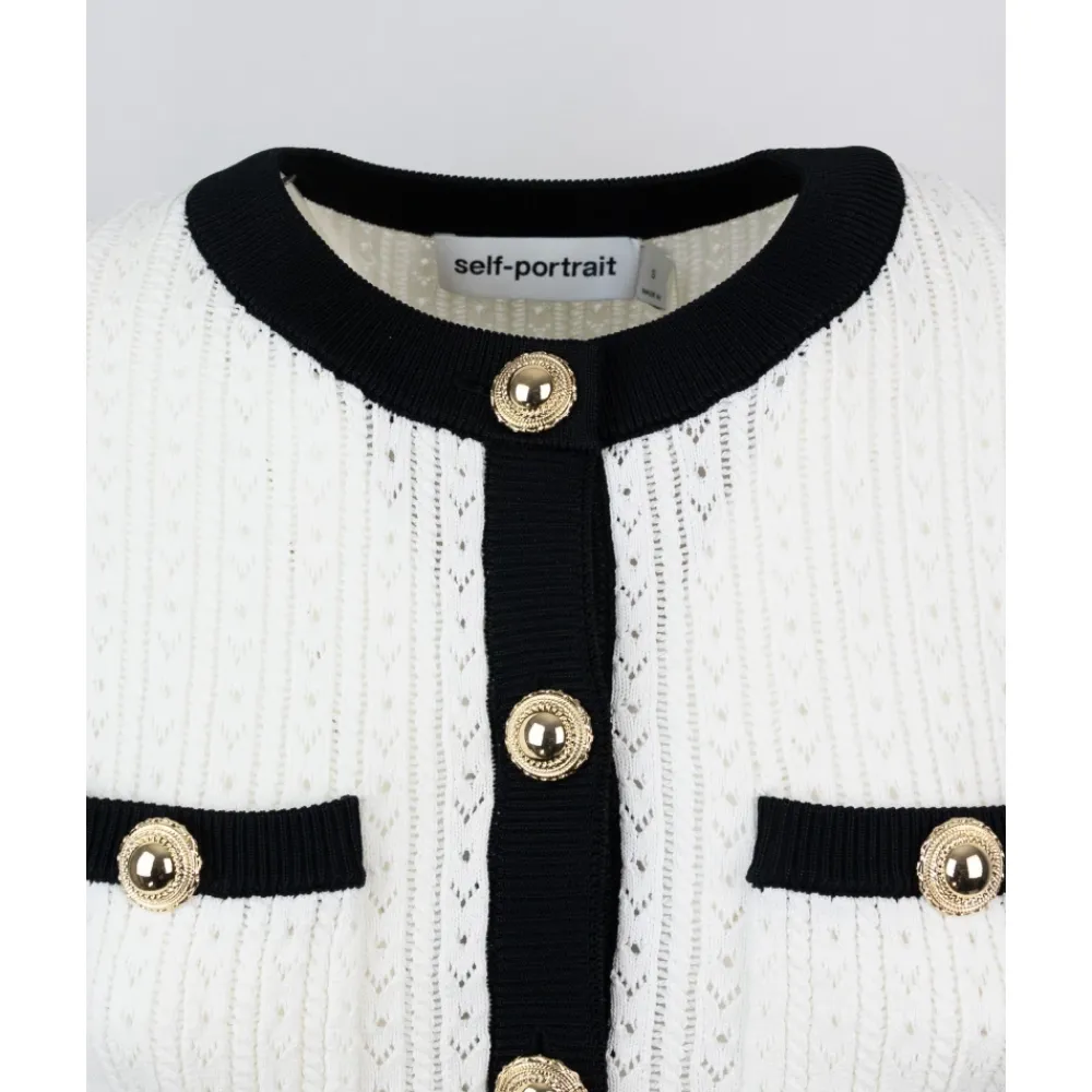 Striktrøjer & Sweatere<Self Portrait Strikket cardigan Hvid